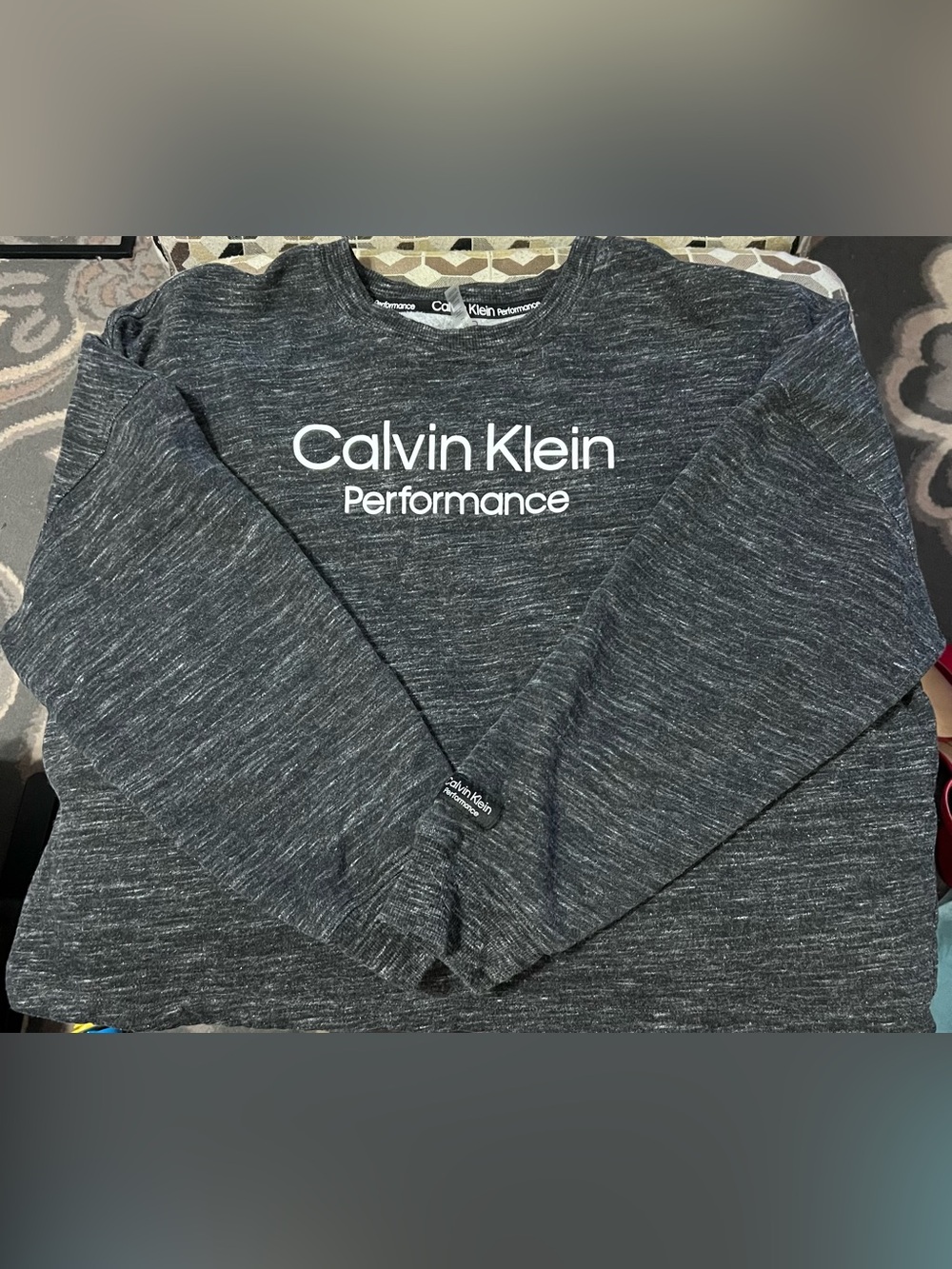 Calvin Klein Performance Logo Crewneck Sweatshirt Charcoal Gray Large